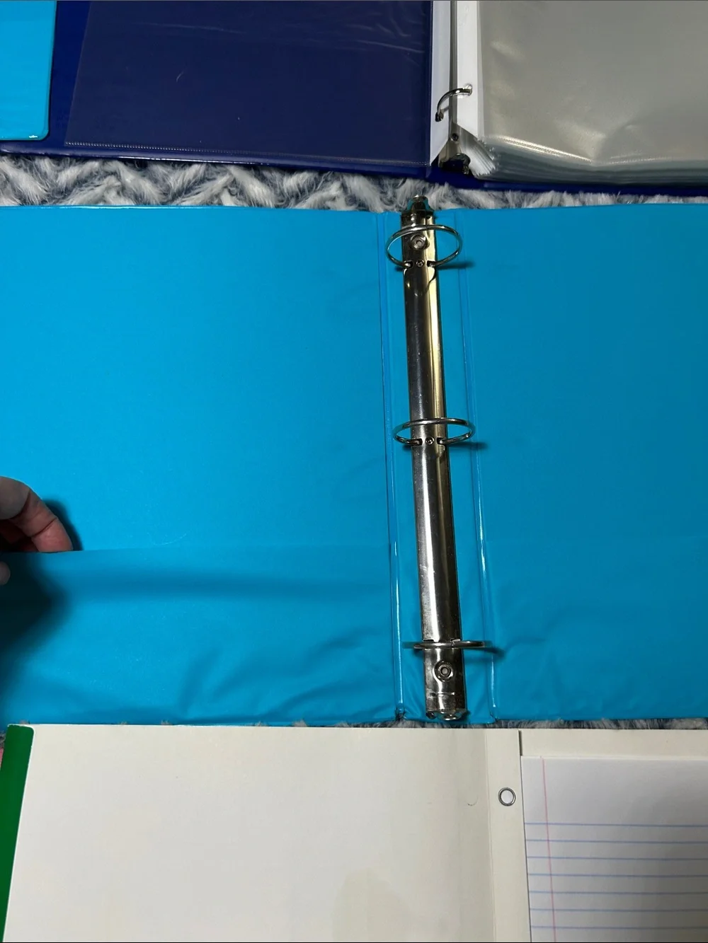 Assorted Color 1”- 2” 3 Ring Binders 100 Clear Sheet Protectors and Notebooks
